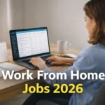 Work from home jobs 2026 – professional working on laptop in modern home office setup