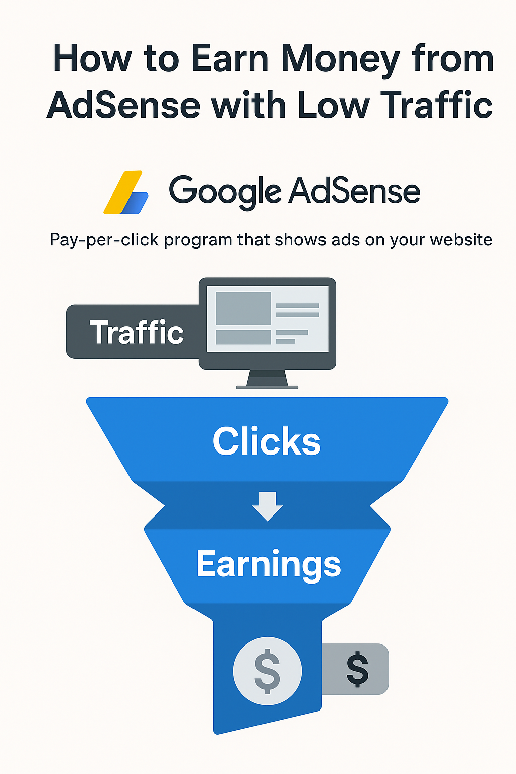 how to earn money from adsense with low traffic