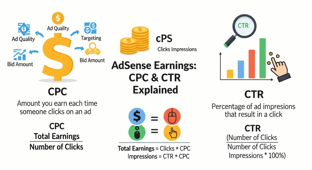 CPC and CTR explained for AdSense earnings