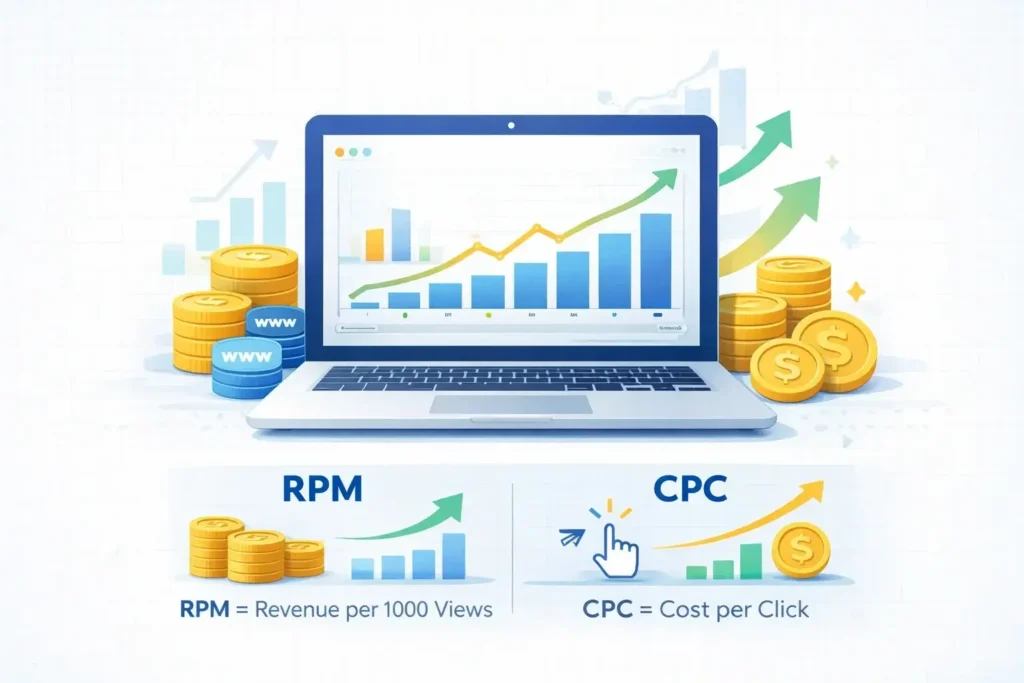 Google AdSense guide 2026 explaining RPM and CPC