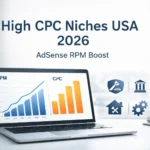 High CPC Niches USA 2026 AdSense RPM and CPC comparison dashboard
