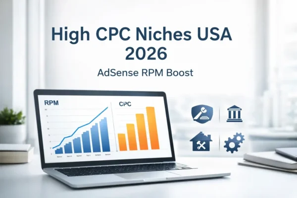 High CPC Niches USA 2026 AdSense RPM and CPC comparison dashboard