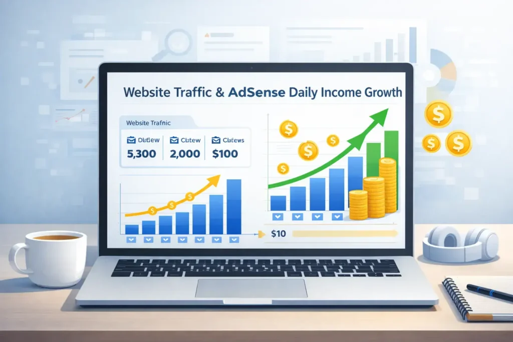 website traffic growth for adsense income per day traffic