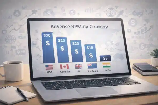 adsense rpm by country comparison chart showing highest paying traffic countries
