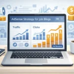 adsense strategy job blogs traffic clicks and ad revenue dashboard