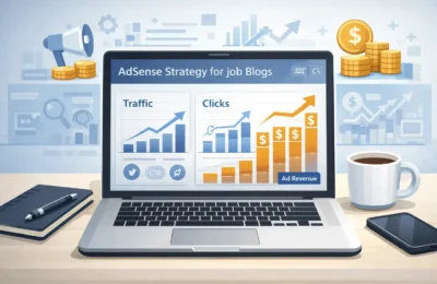 adsense strategy job blogs traffic clicks and ad revenue dashboard