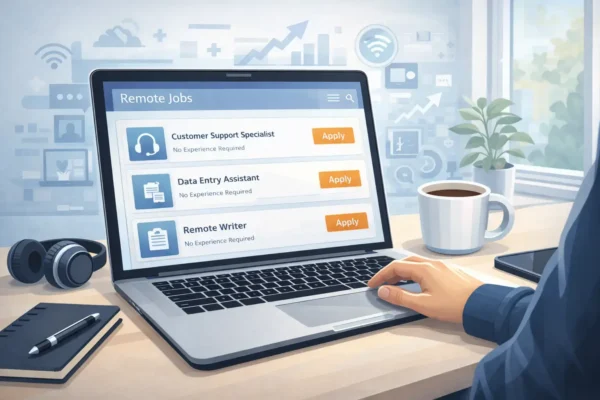 get remote job no experience USA browsing remote job listings