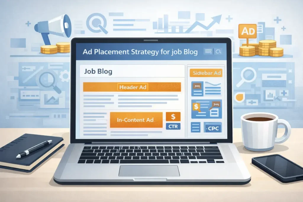 job blog adsense ad placement header sidebar in content ads