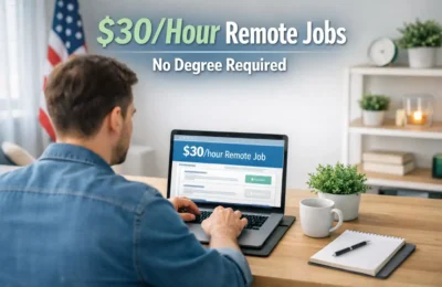 Remote jobs 30 dollars an hour no degree required USA home office setup