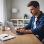 remote jobs no degree USA work from home setup with laptop and modern home office