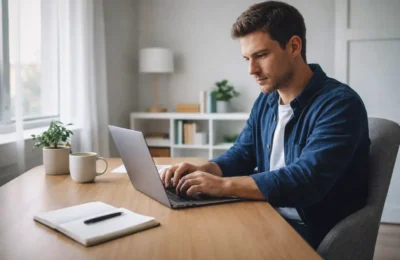 remote jobs no degree USA work from home setup with laptop and modern home office