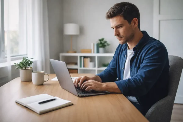 remote jobs no degree USA work from home setup with laptop and modern home office