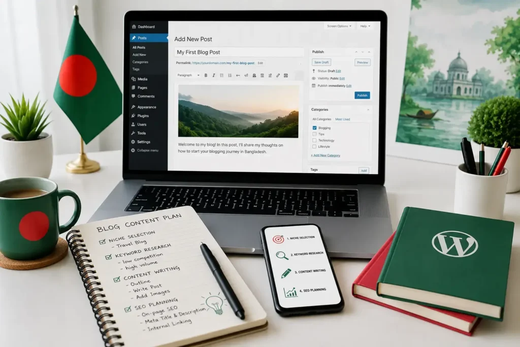 earn from blogging in Bangladesh with AdSense and affiliate marketing