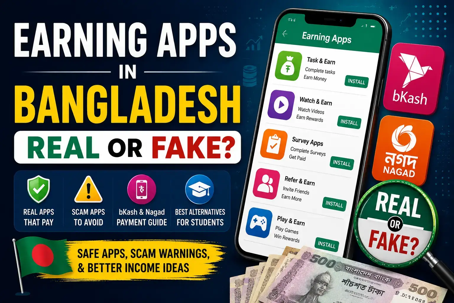 earning apps in Bangladesh real or fake