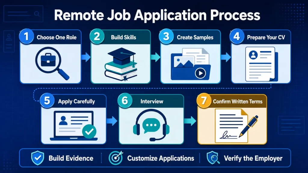 Seven-step remote job application process in Bangladesh