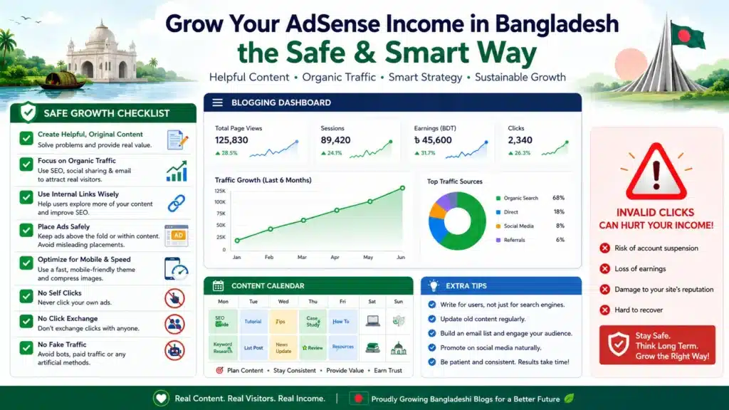 AdSense income in Bangladesh invalid traffic warning for new bloggers
