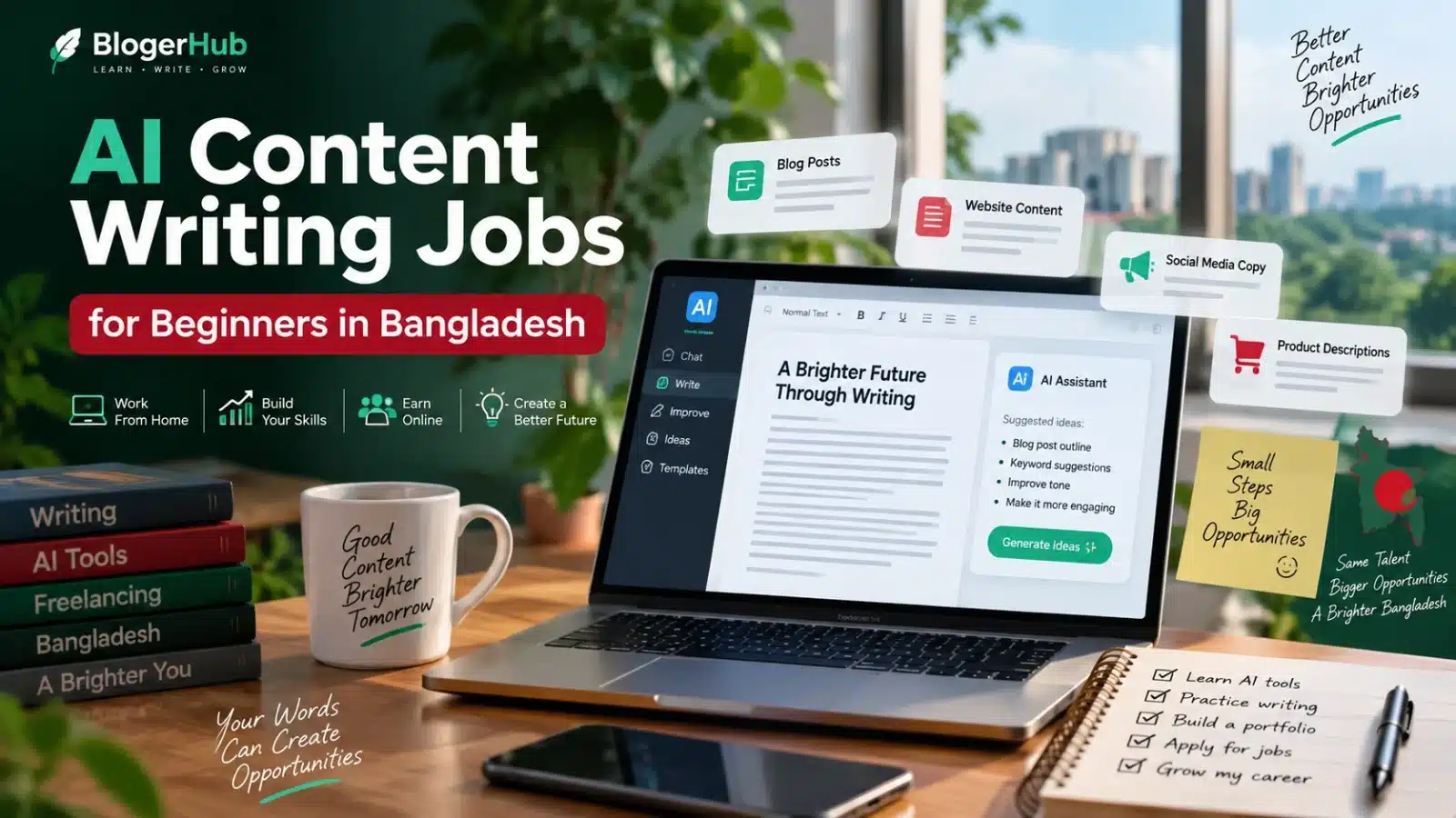 AI content writing jobs for beginners in Bangladesh