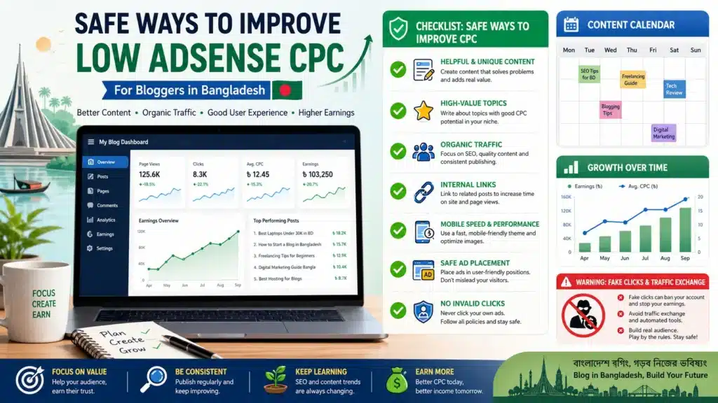 safe ways to improve low AdSense CPC in Bangladesh