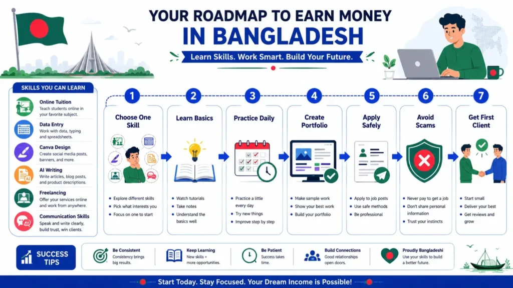 skills for students to earn money in Bangladesh roadmap