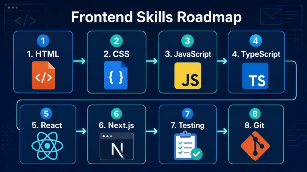 Frontend developer skills roadmap from HTML to Git