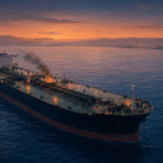Editorial illustration of a tanker incident in the Red Sea