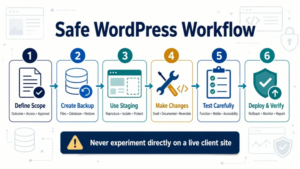 Safe WordPress workflow for making changes to client websites