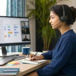 Bangladeshi virtual assistant managing remote client tasks from home