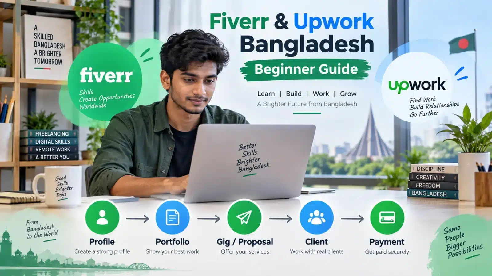 iverr and Upwork Bangladesh beginner freelancing guide