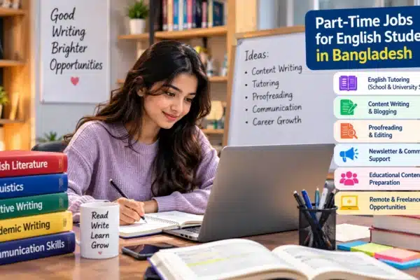Bangladeshi English student exploring part-time jobs in tutoring, writing and proofreading