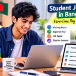 Bangladeshi student comparing part-time job salary, working hours and job options