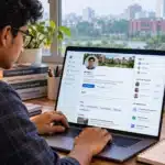Bangladeshi student updating a LinkedIn profile for internships and job search